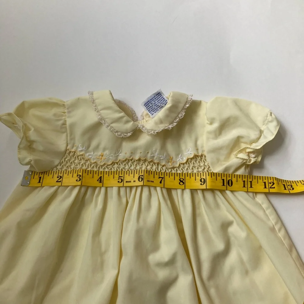 Vintage Cherubs Smocked Yellow Dress - Picture 4 of 10